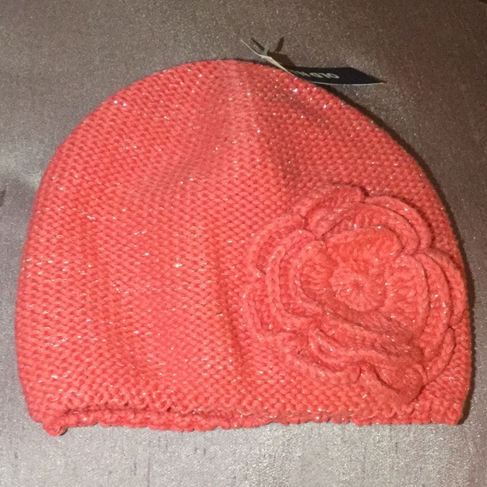 Metallic Sparkly Flower Beanie